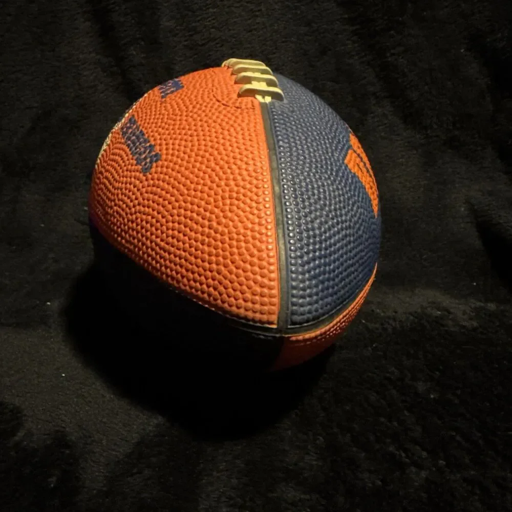 Denver Broncos Leather 12 inch Logo Football Ball Orange & Blue